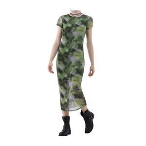 NWT Printed Mesh Maxi Dress Lined